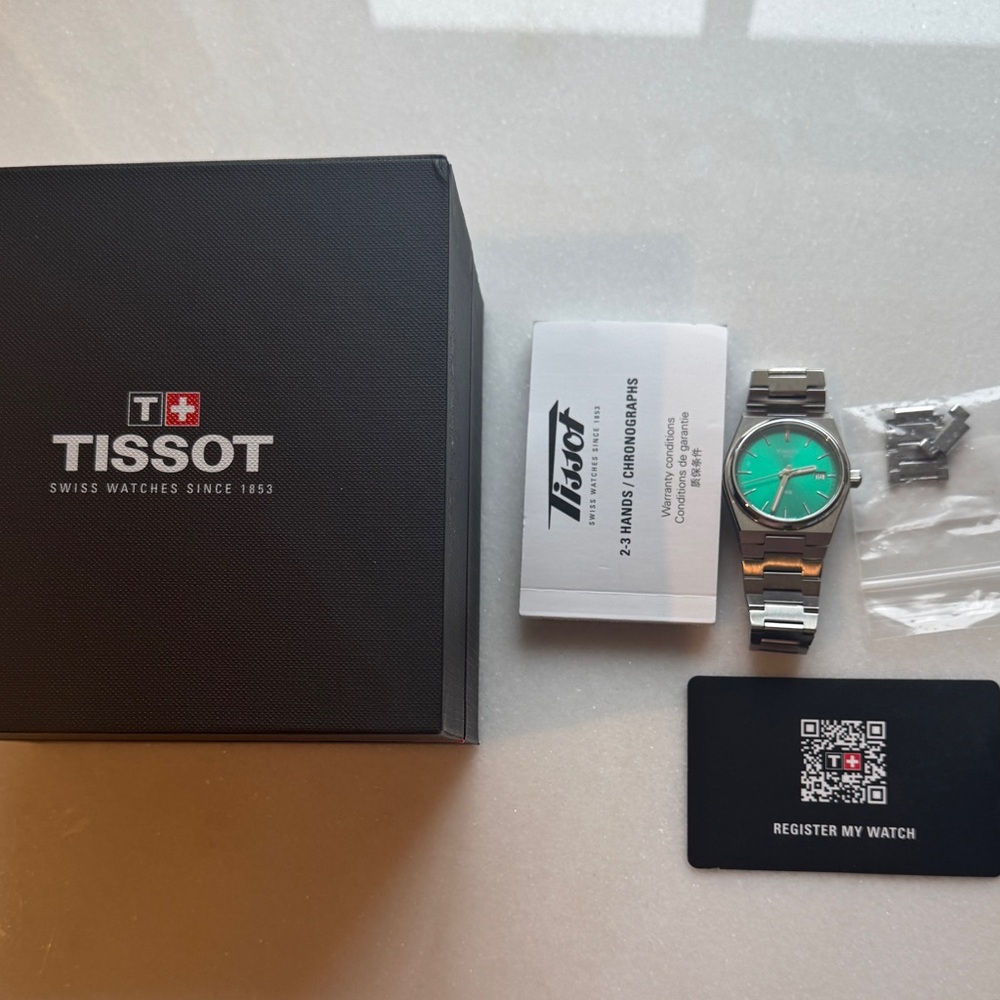 Tissot PRX Silver and Green Watch - Picture 4 of 6